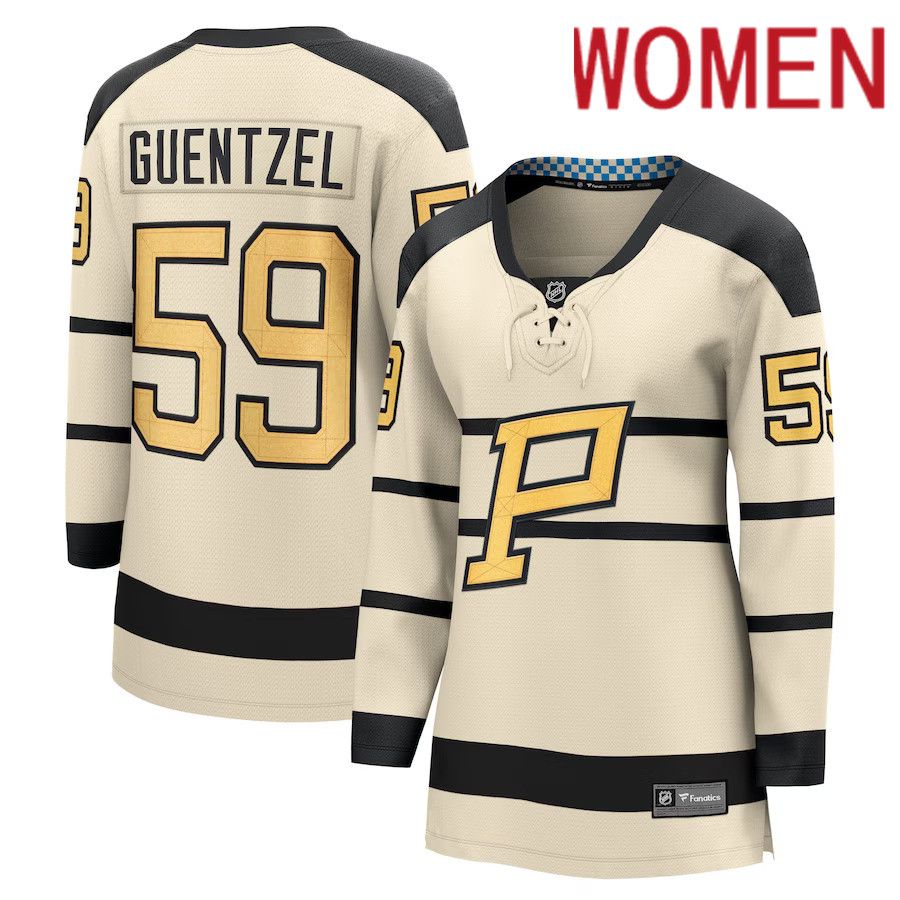 Women Pittsburgh Penguins #59 Jake Guentzel Fanatics Branded Cream 2023 Winter Classic Player NHL Jersey